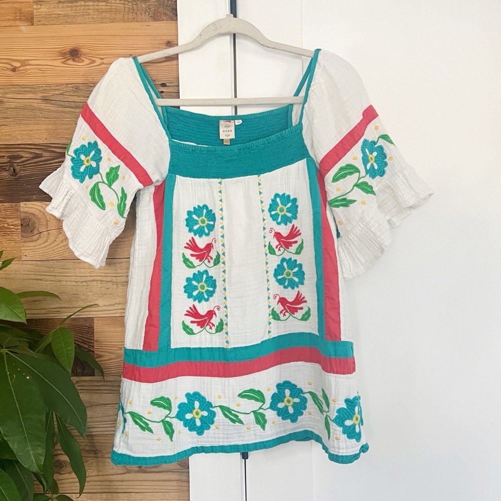 Anthropologie Seen Worn Kept Embroidered Peasant Top - Picture 4 of 7